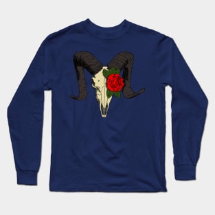 Ram skull with roses Long Sleeve T-Shirt